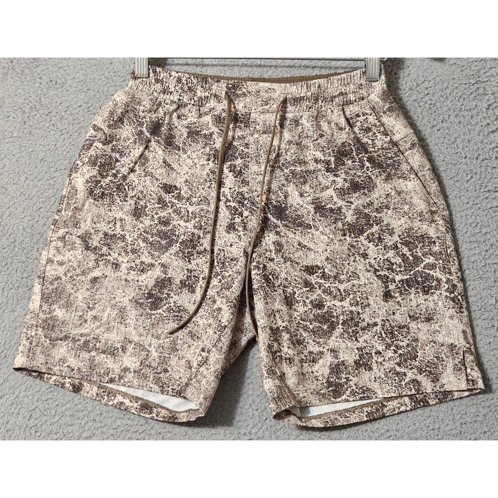 Lululemon Shorts Small‎ Channel Cross Swim 7" Brown Camo M7ATBS Lined Stretch